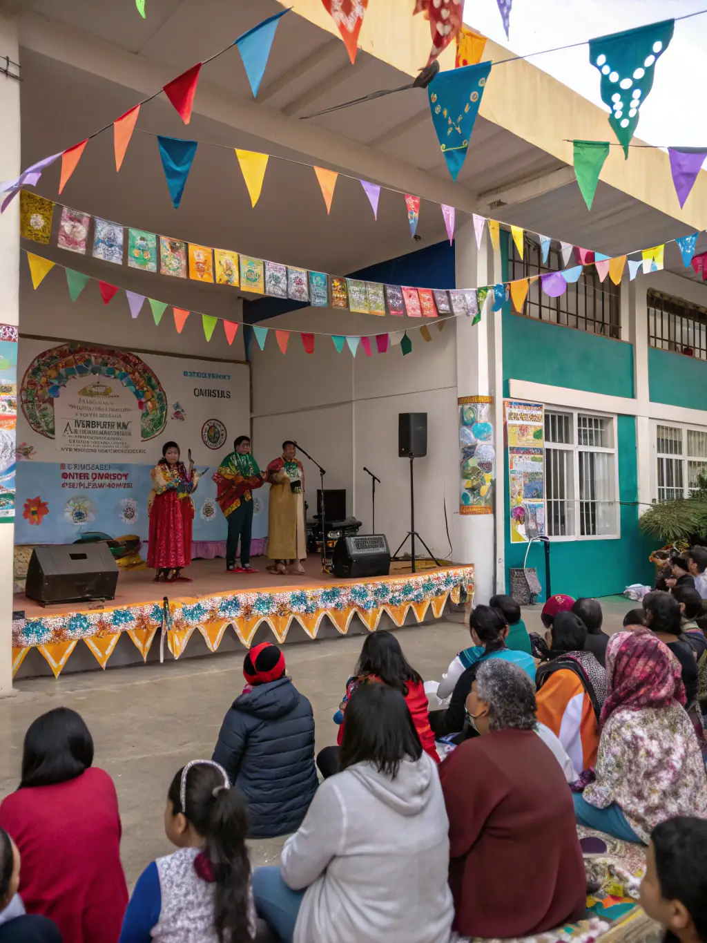 A photo of a community event organized by ASS CULTURES EN MARCHE, featuring local residents enjoying cultural performances and activities.